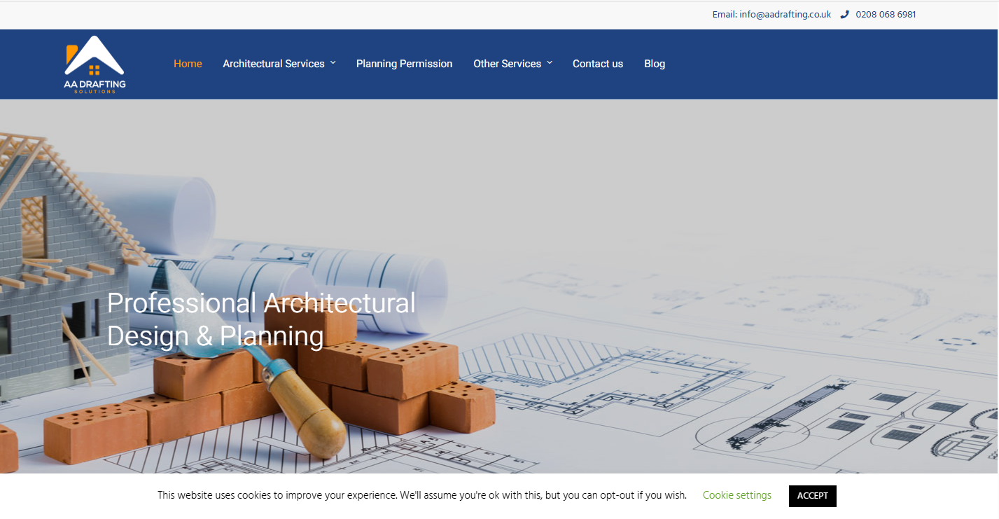 Screenshot of the AA Drafting website