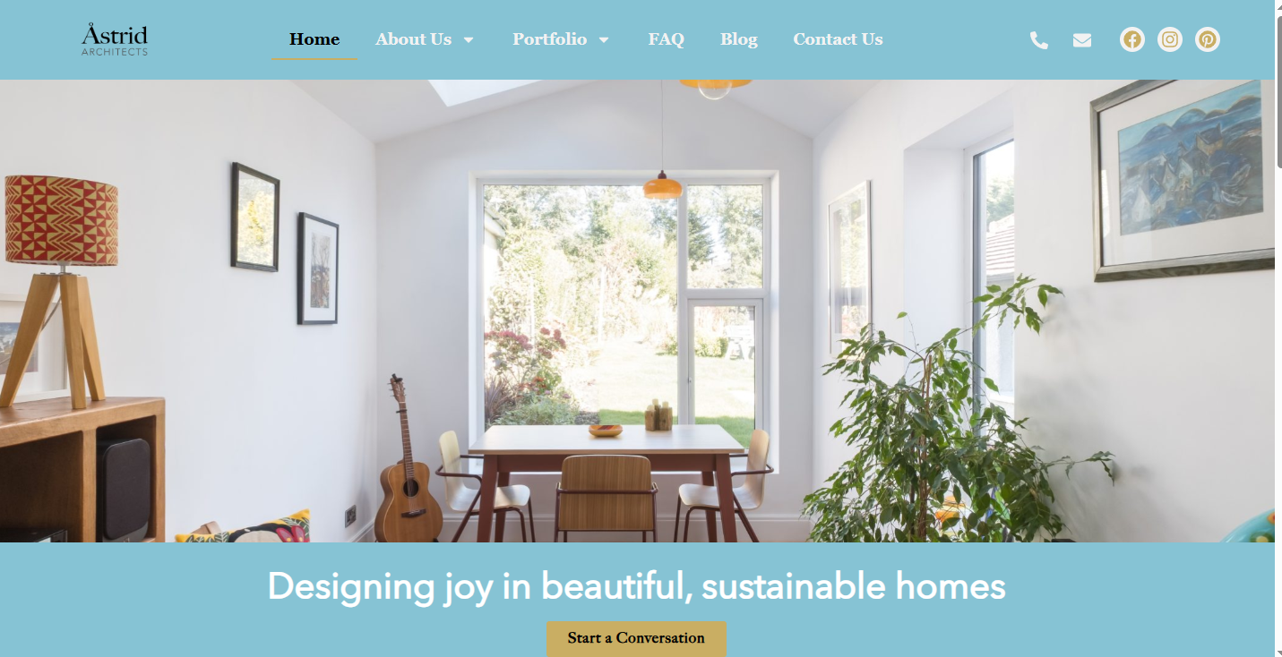 Screenshot of the Astrid Architects website