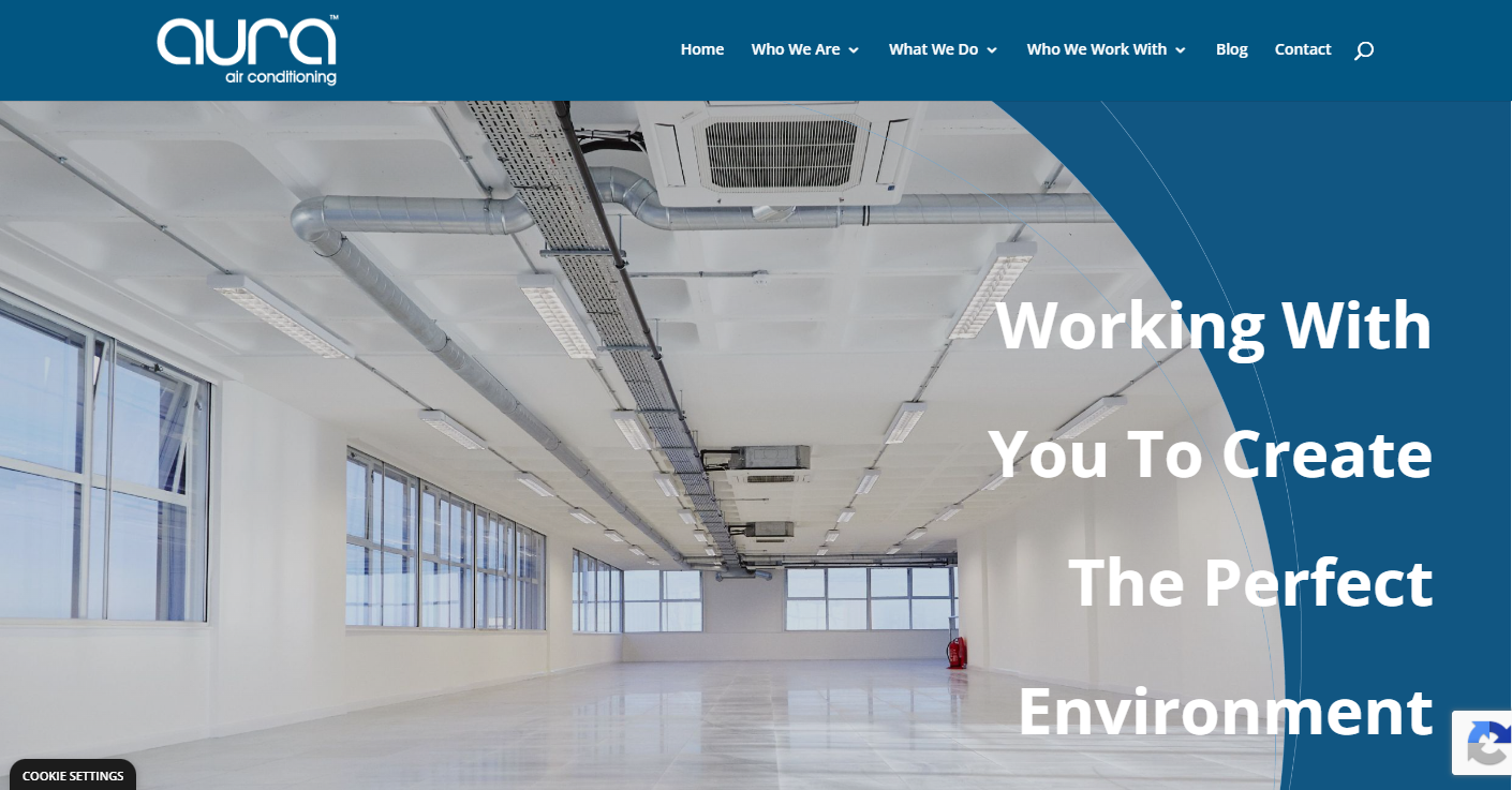 Screenshot of the Aura Air Conditioning website