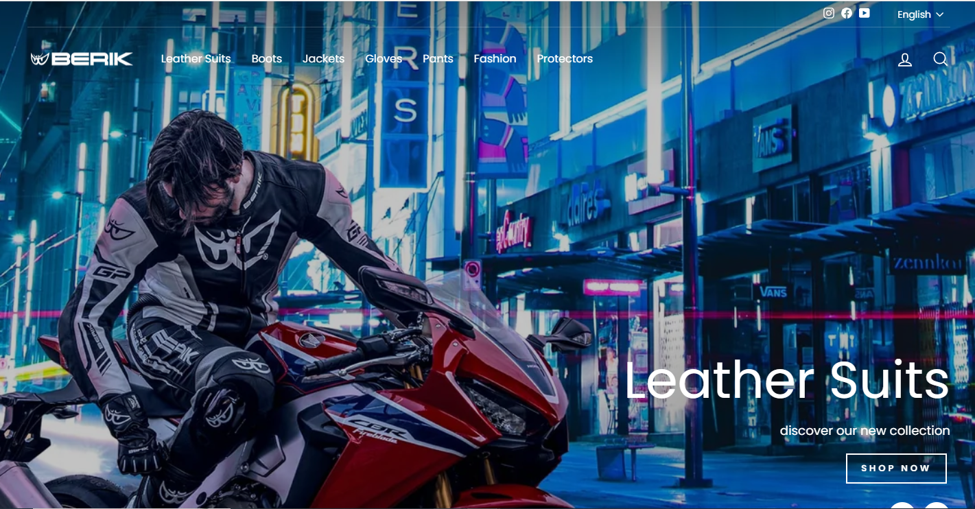 Screenshot of the Berik Motorradbekleidung website