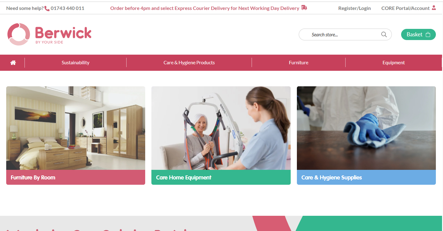 Screenshot of the Berwick Care (Hyvä Theme) website