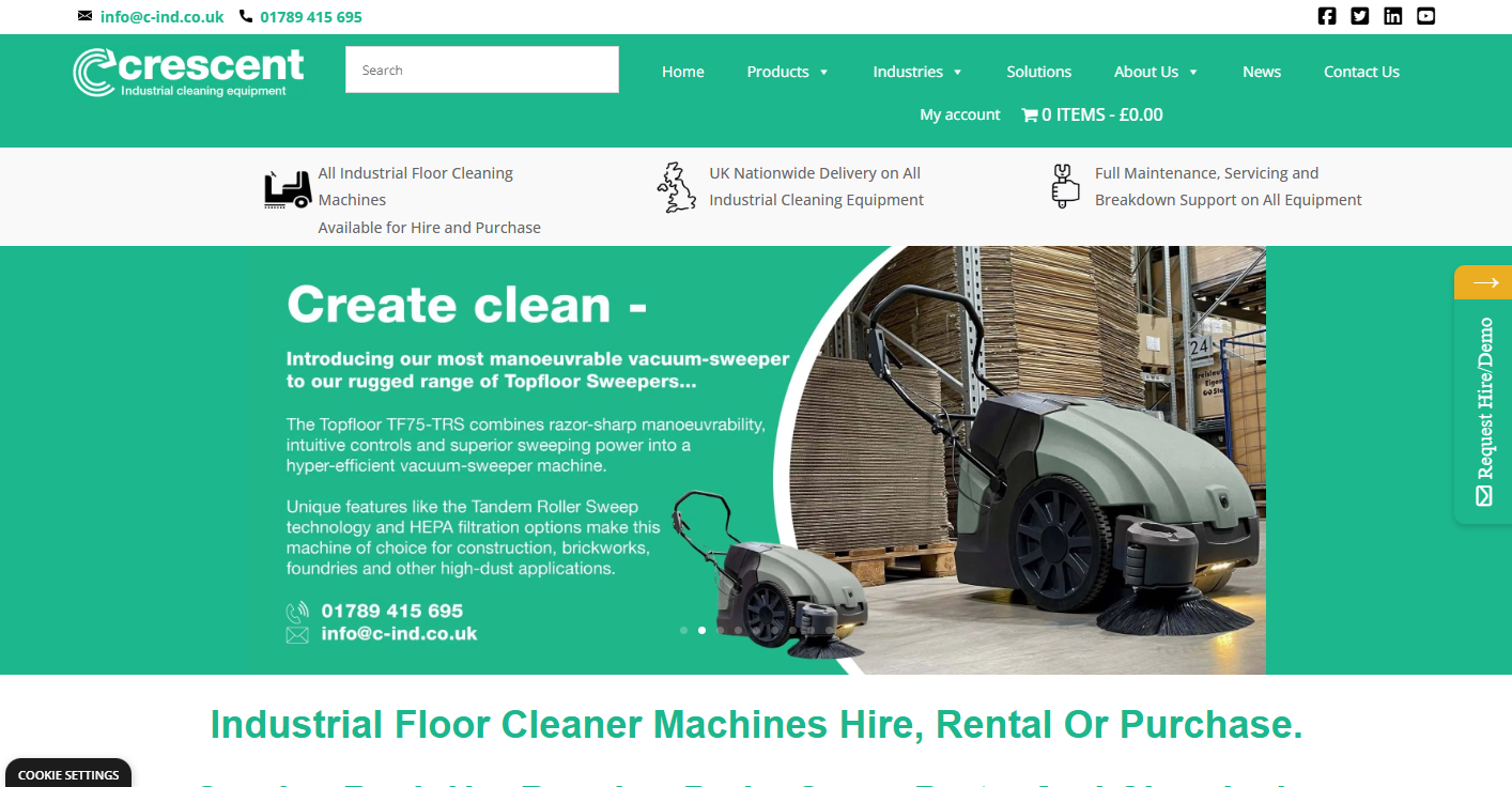 Screenshot of the Crescent Industrial website