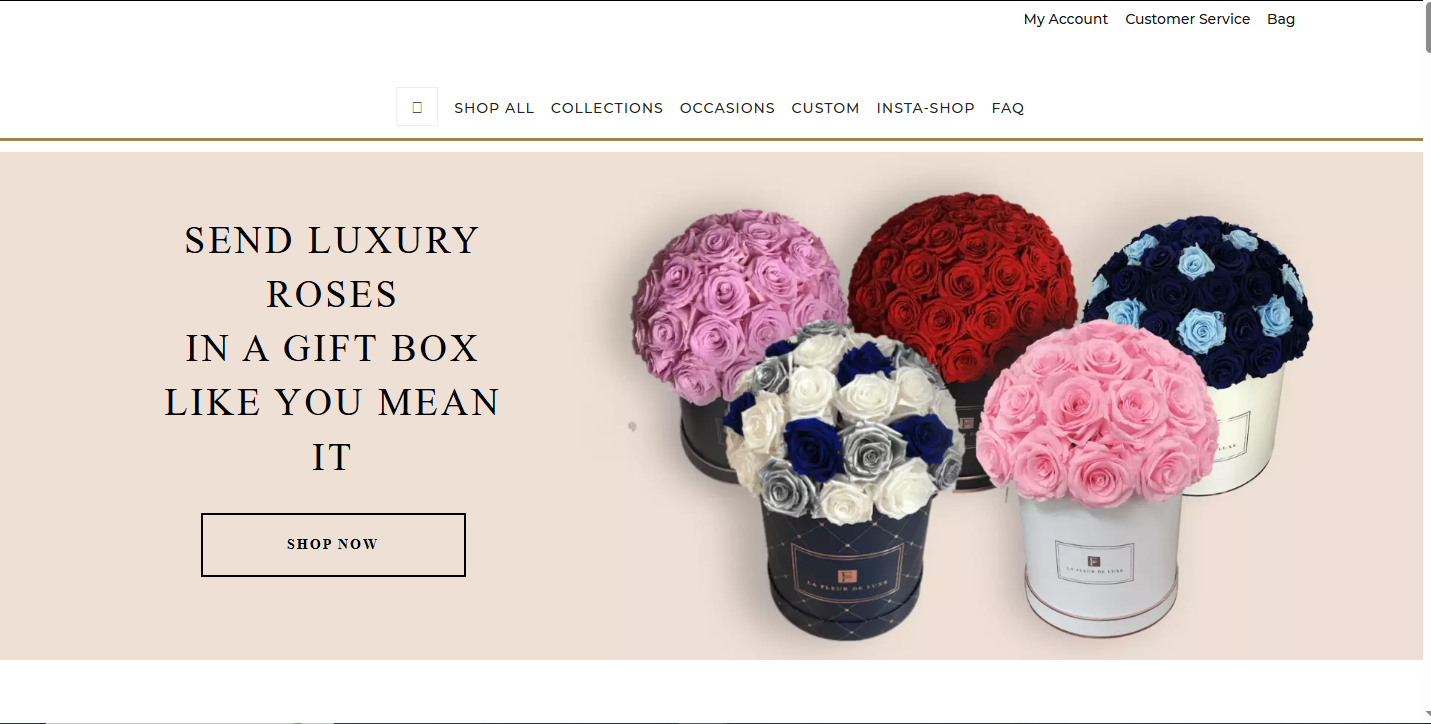 Screenshot of the La Fleur De Luxe website