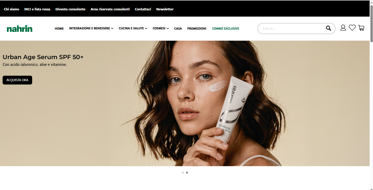 Screenshot of the Nahrin website